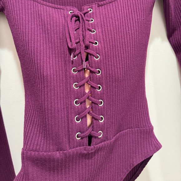 Forever 21 Purple Long Sleeve Bodysuit - Picture 4 of 5